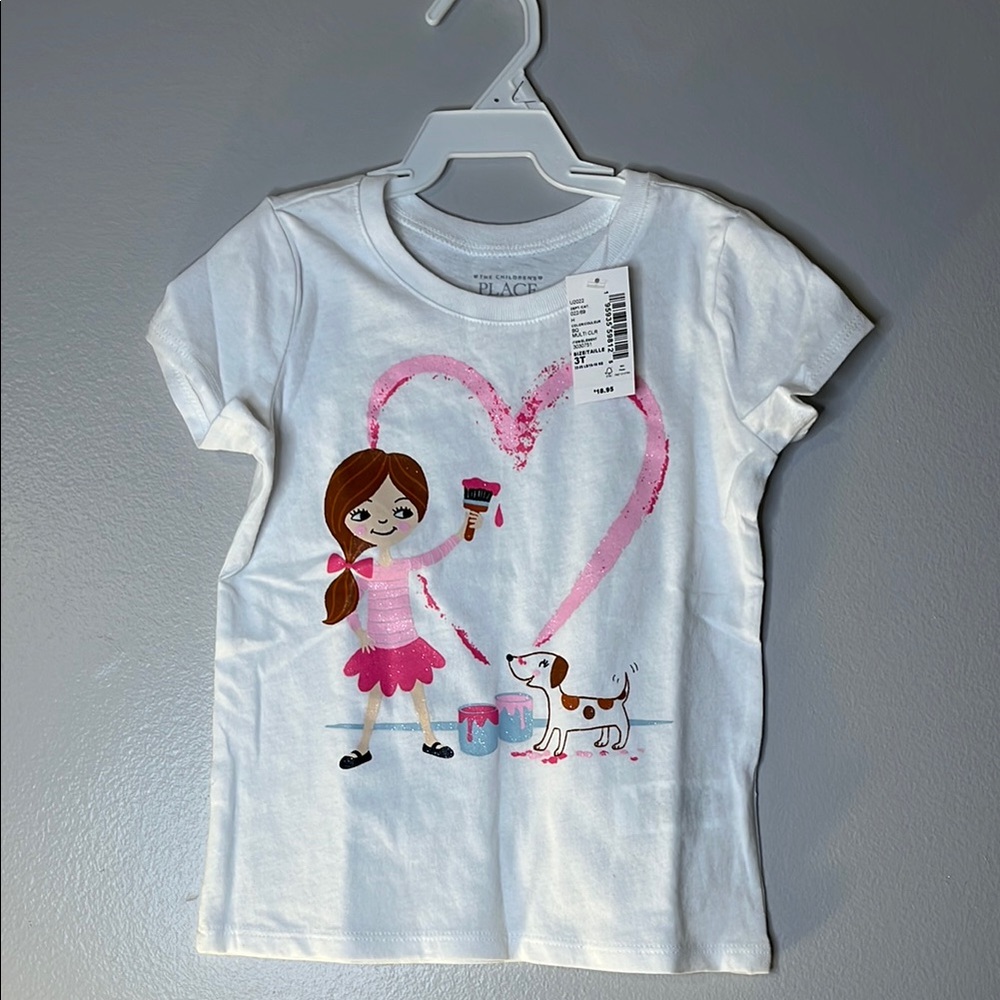 Girls' White and Pink Graphic Tee